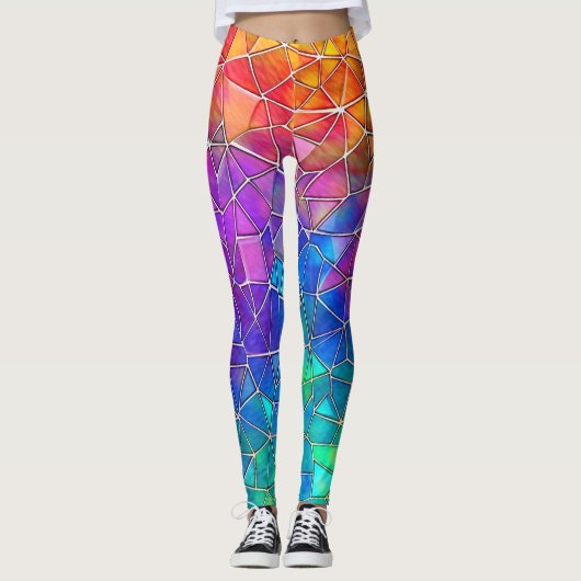 Leggings Motif arc-en-ciel en verre tendu (Devant)