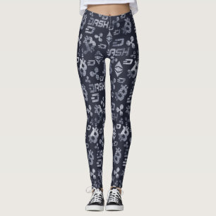 Leggings Motif argent bleu CryptoCurrency