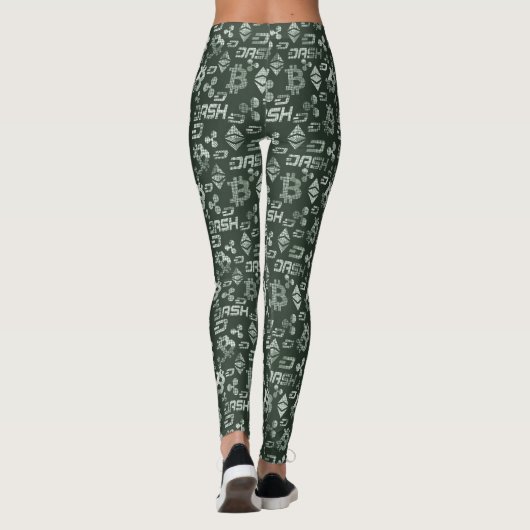 Leggings Motif argent vert CryptoCurrency (Dos)