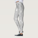 Leggings motif argenté moderne élégant d'arbre de Noël<br><div class="desc">Motif élégant et mignon d'arbre de Noël d'argent de faux.</div>