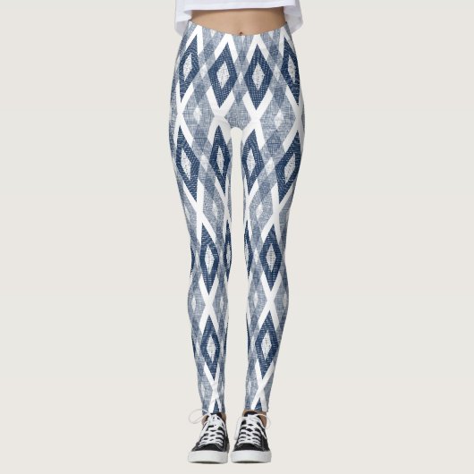 Leggings Motif arlequin de marine bleu et blanc (Devant)