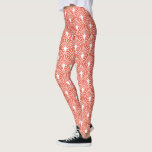 Leggings Motif art déco blanc sur arrière - plan orange<br><div class="desc">Motif sans couture art déco blanc sur une couleur arrière - plan orange changeante.</div>