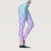 Leggings Motif Art déco blanc sur dégradé bleu et violet (Droite)