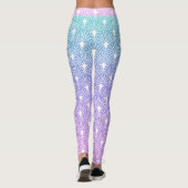 Leggings Motif Art déco blanc sur dégradé bleu et violet (Dos)