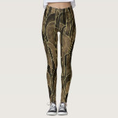Leggings Motif Art déco Brown et or riche (Devant)