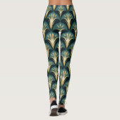 Leggings Motif Art déco élégant en or et Turquoise (Dos)