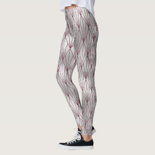 Leggings Motif Art Déco Gris Marron Élégant Mignon