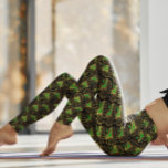 Leggings Motif Art déco or et vert sur noir<br><div class="desc">Motif Art déco or et vert sur un arrière - plan noir.</div>