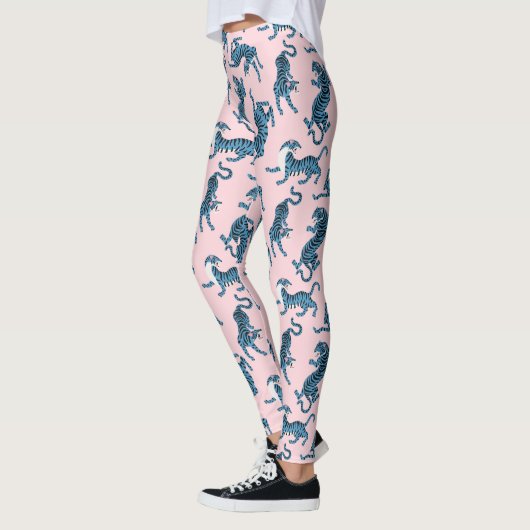 Leggings Motif asiatique de tigre bleu (Gauche)