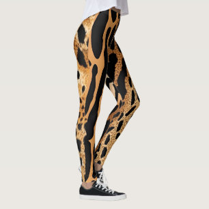 Leggings Motif assymétrique à points d'animaux sauvages 1