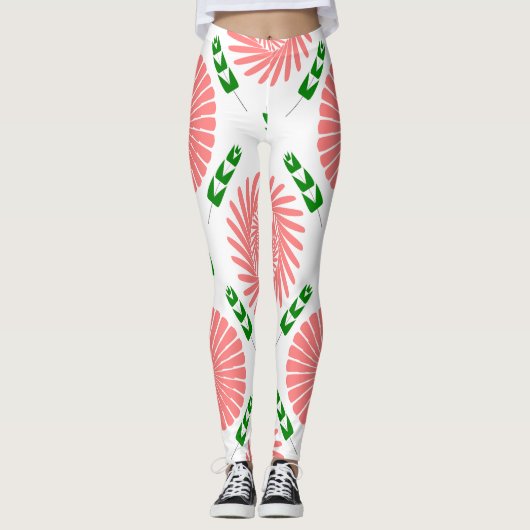 Leggings motif aux fleurs roses (Devant)