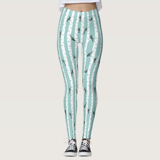 Leggings Motif avec des oiseaux et des arbres (Devant)
