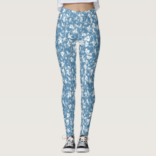 Leggings motif avec les oiseaux et l'ornement de plantes