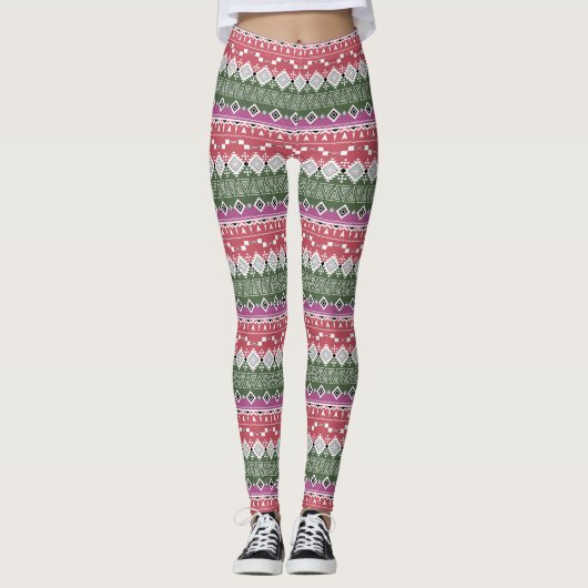 Leggings Motif Aztec, rayures / (Devant)