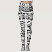 Leggings Motif aztèque noir et blanc Boho d'impression (Devant)
