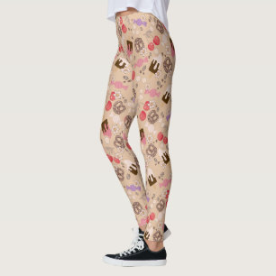 Leggings Motif Beige Friandises Sucrées et Salées