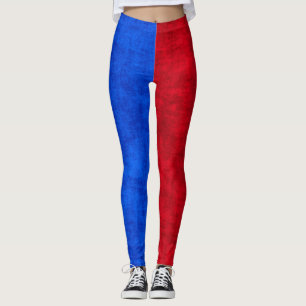 Leggings Motif bicolore bleu et rouge en détresse
