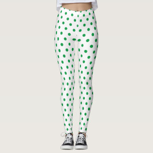 Leggings Motif blanc chic Polka vert