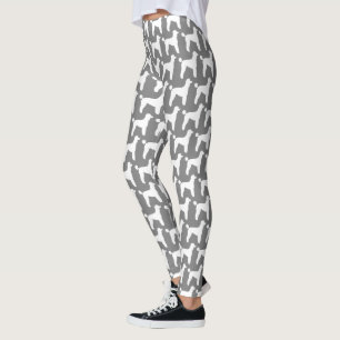 Leggings Motif blanc de silhouettes de caniche standard