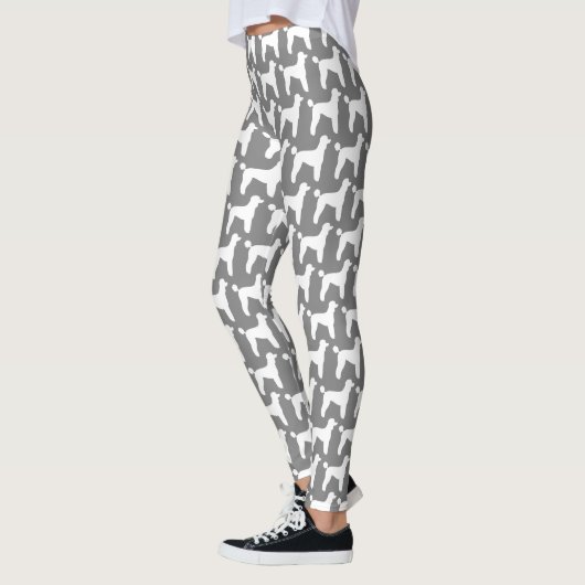 Leggings Motif blanc de silhouettes de caniche standard (Gauche)
