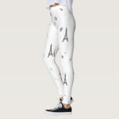 Leggings Motif blanc de Tour Eiffel de Paris France (Gauche)