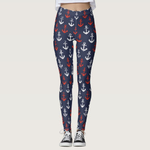 Leggings Motif blanc et bleu rouge de marine