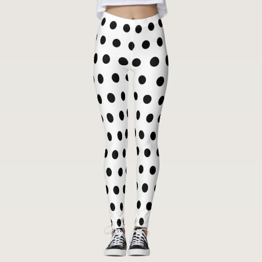 Leggings Motif blanc et noir moderne de taches de pois (Devant)