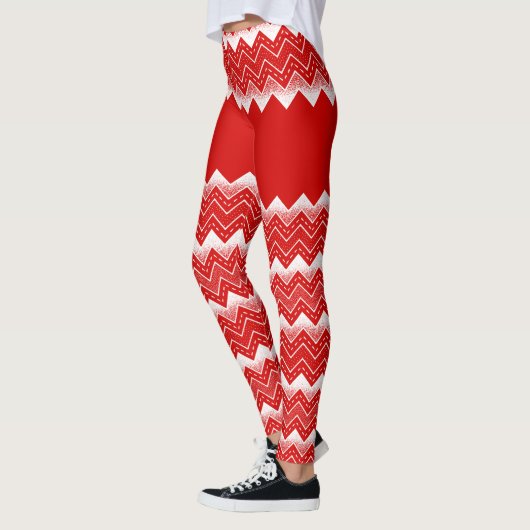 Leggings Motif blanc et rouge Chevron (Gauche)
