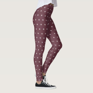 Leggings Motif blanc Snowflake Noël Bourgogne