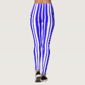 Leggings Motif Bleu Blanc Vertical Grilles (Dos)