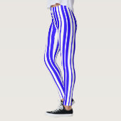 Leggings Motif Bleu Blanc Vertical Grilles (Gauche)