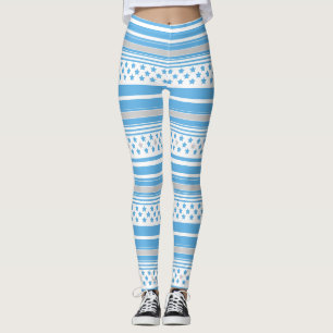 Leggings Motif bleu ciel rayé avec des étoiles