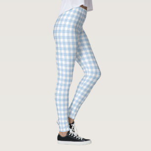 Leggings Motif bleu-clair et blanc classique de plaid