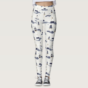 Leggings Motif bleu de phare nautique côtier