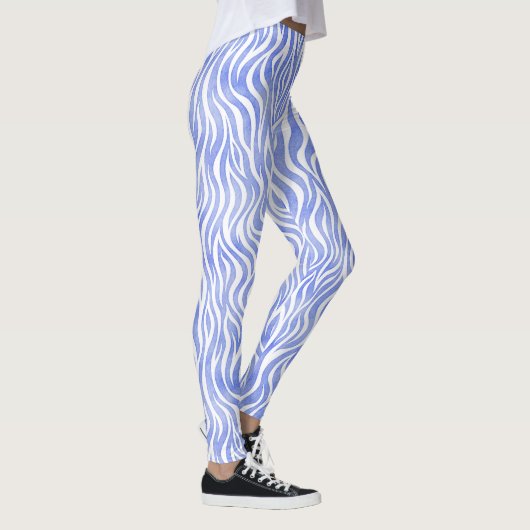 Leggings Motif bleu de zèbre d'aquarelle (Droite)