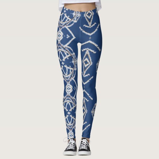 Leggings Motif Bleu et Blanche Formes de neige (Devant)