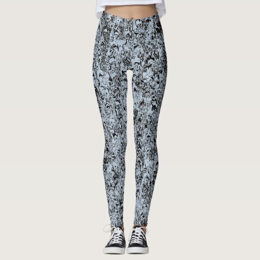 Leggings Motif bleu et noir Abstrait (Devant)