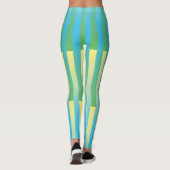 Leggings Motif bleu jaune vert rayé (Dos)
