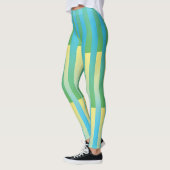 Leggings Motif bleu jaune vert rayé (Gauche)