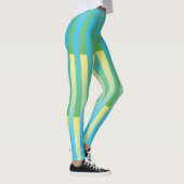 Leggings Motif bleu jaune vert rayé (Droite)