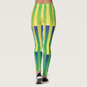 Leggings Motif bleu jaune vert rayé (Dos)