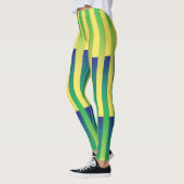 Leggings Motif bleu jaune vert rayé (Gauche)