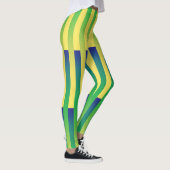 Leggings Motif bleu jaune vert rayé (Droite)