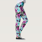 Leggings Motif bleu rose blanc Aquarelle noire (Droite)