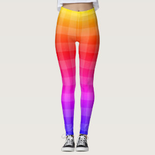 Leggings Motif bleu rose violet rouge orange jaune plaid