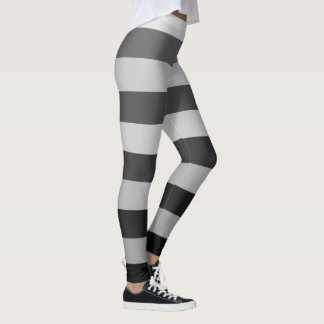 Leggings Motif bloc de couleur rayé gris et dos