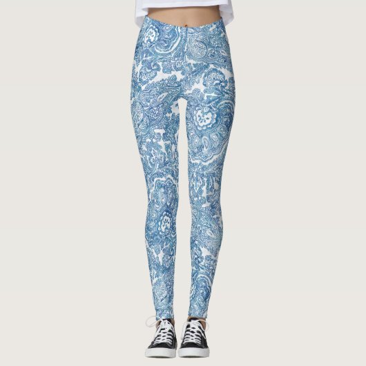 Leggings Motif Blue Boho Paisley (Devant)