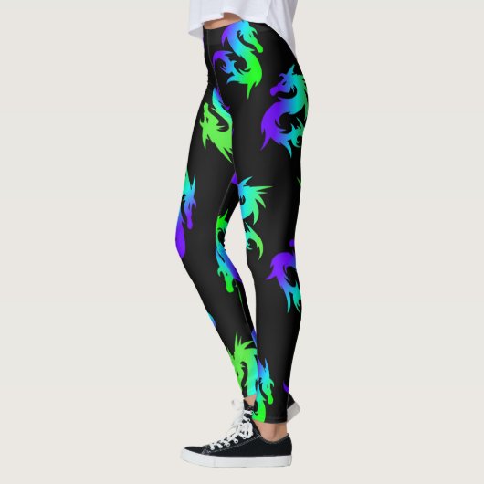 Leggings motif BLUE DRAGON chinois blanc (Gauche)
