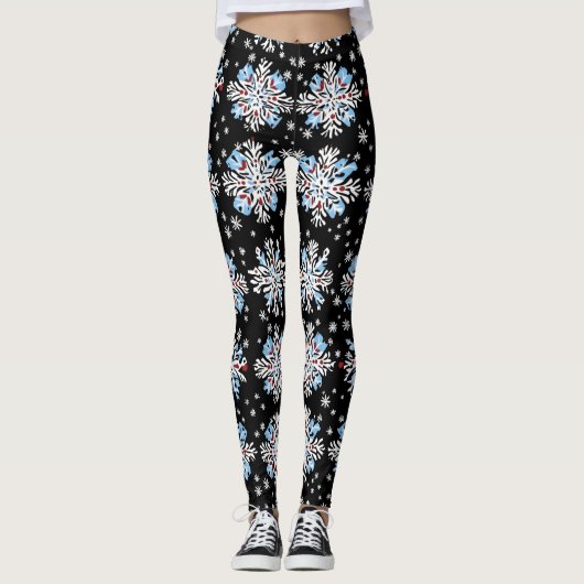 Leggings Motif Blue Snowflake (Devant)