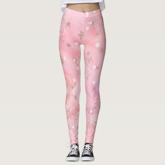 Leggings Motif Boho de Noël rose (Devant)